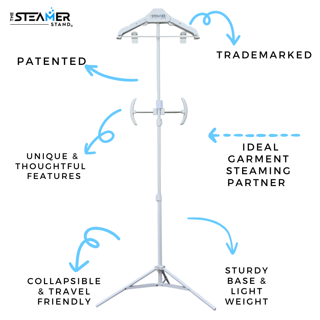 the steamer stand deluxe patented trademarked travel friendly garment steaming partner